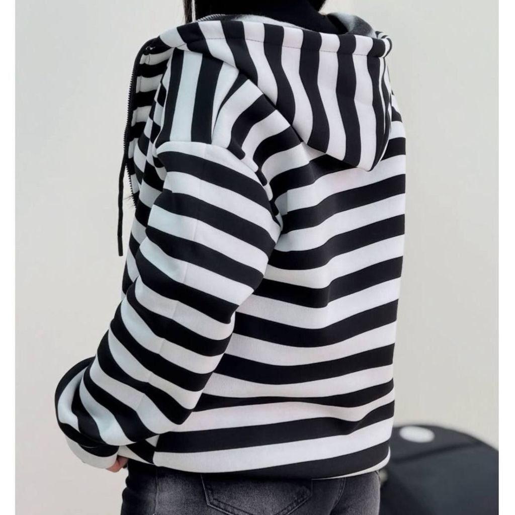 قیمت سویشرت زنانه و دخترانه طرح جلو زیپ راه راه