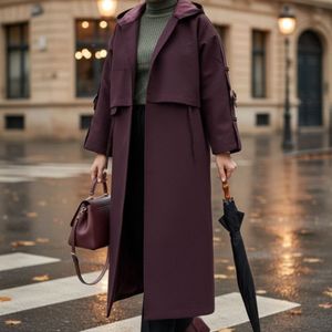 بارونی آستردار سولین رنگ بادمجونی