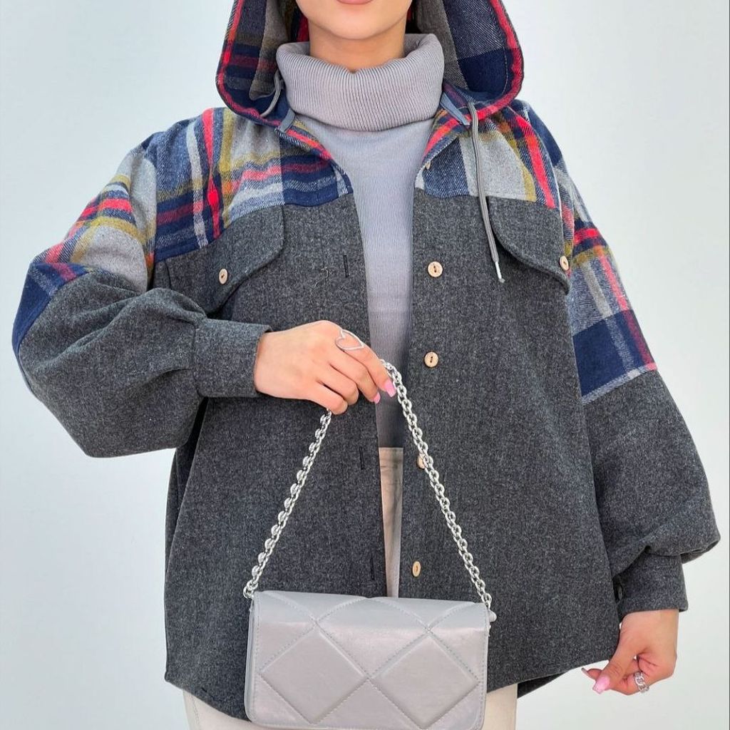 مشخصات پالتو زنانه طرح ترکیبی