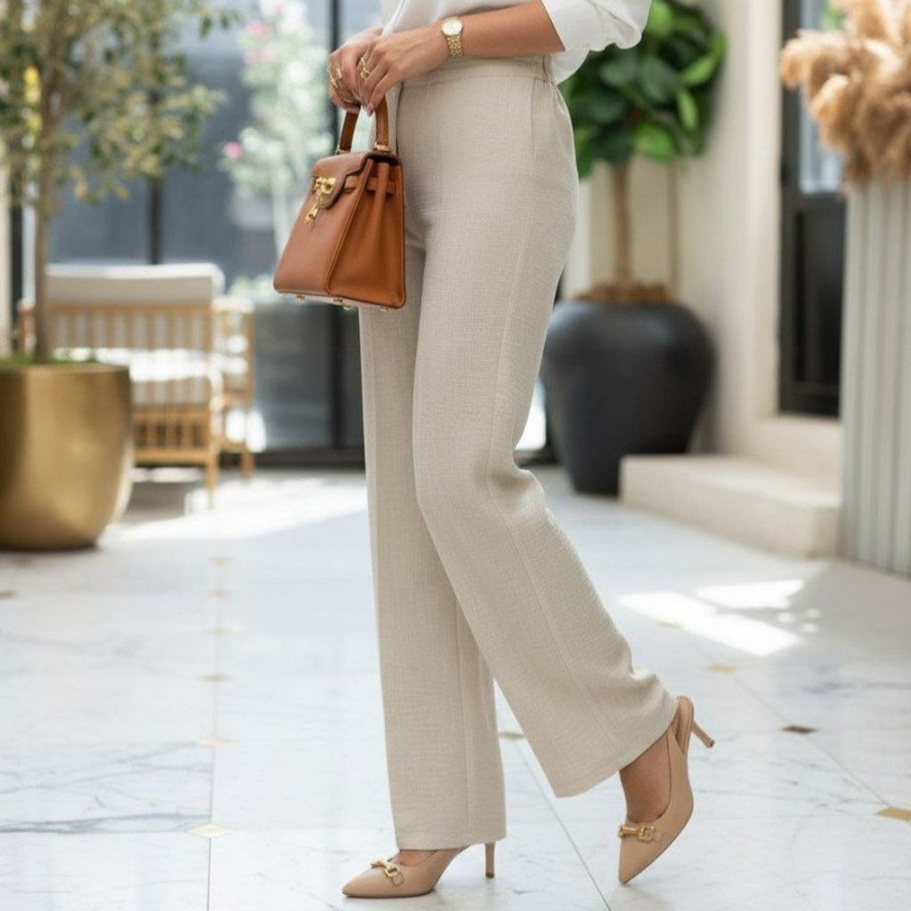 قیمت شلوار شانتون دو نخ تا سایز 54 کرم استخونی