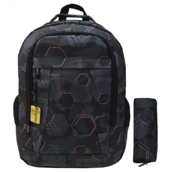 کوله پشتی مدرسه طرح شش ضلعی به همراه جامدادی (برند Respina)