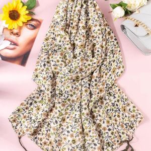 شال نخی سبز شیک گلدار ریز