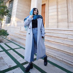 خرید انلاین پالتو بلند طوسی