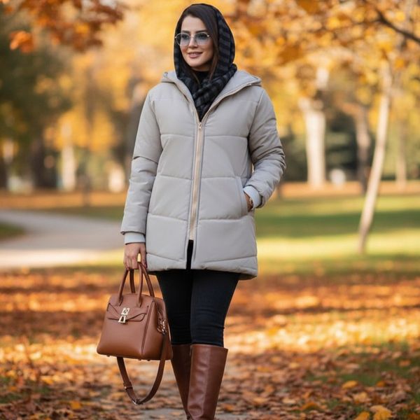 کاپشن سانا رنگ نسکافه ای