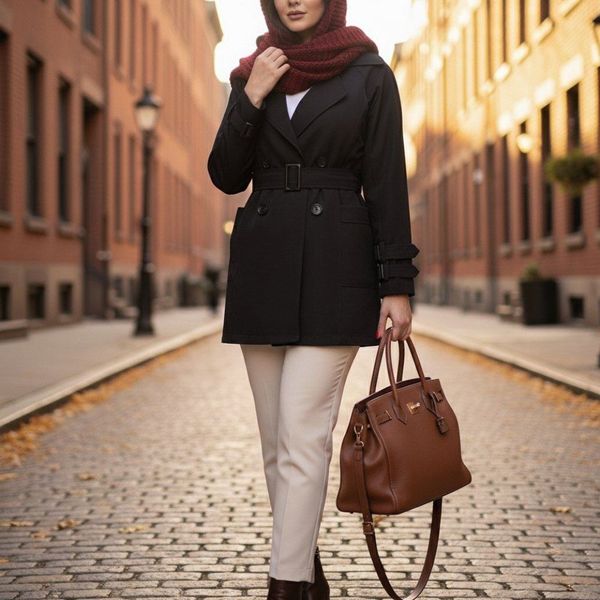 بارونی آستردار مدل نازنین رنگ مشکی