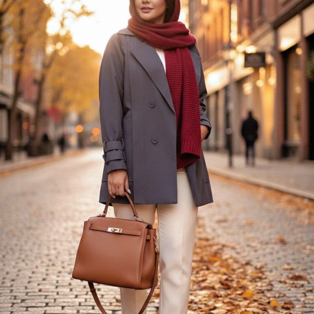 خرید اینترنتی بارونی آستردار نازنین رنگ طوسی