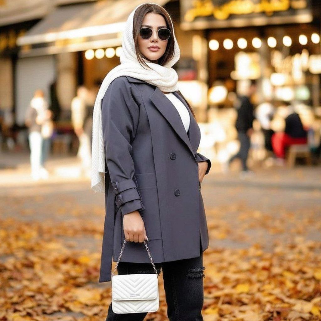 خرید اینترنتی بارونی آستردار نازنین رنگ طوسی