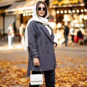 خرید اینترنتی بارونی آستردار نازنین رنگ طوسی