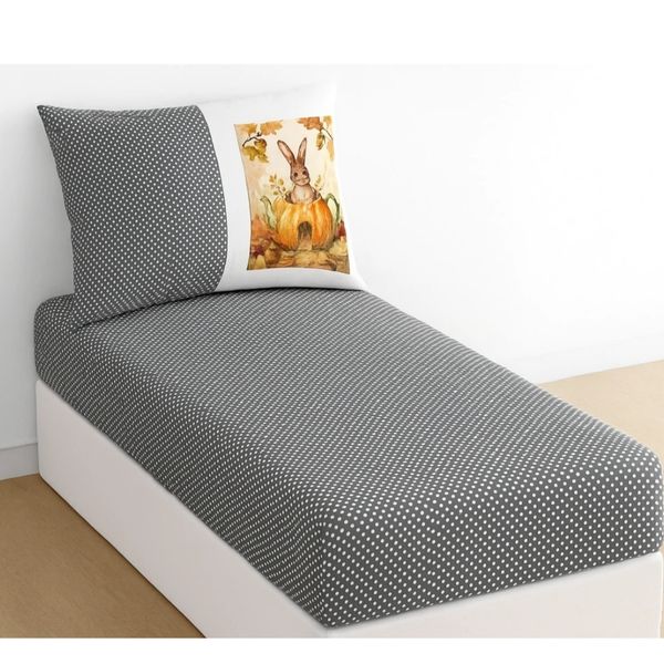 ملحفه تشک مدل کشدار طرح کدو یک نفره 2تکه