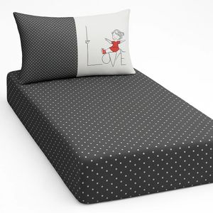 خرید آنلاین ملحفه تشک مدل کشدار طرح love یک نفره 2تکه