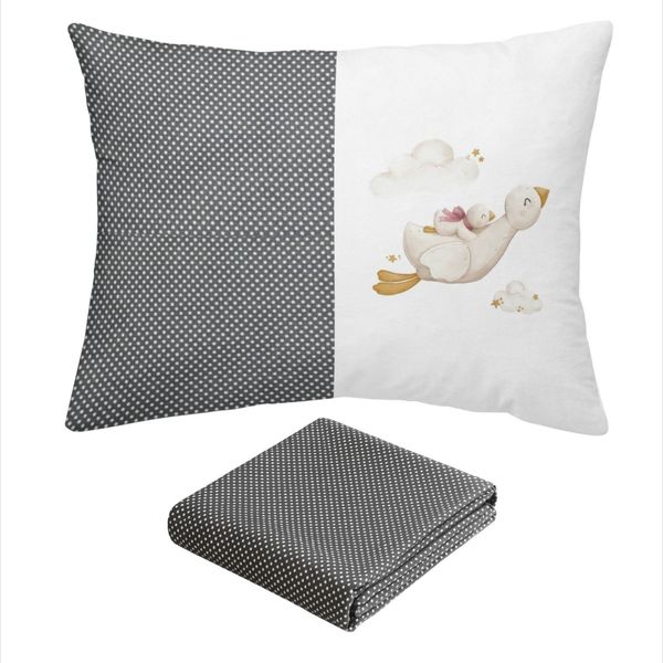 ملحفه تشک مدل کشدار طرح اردک مهربان یک نفره 2تکه