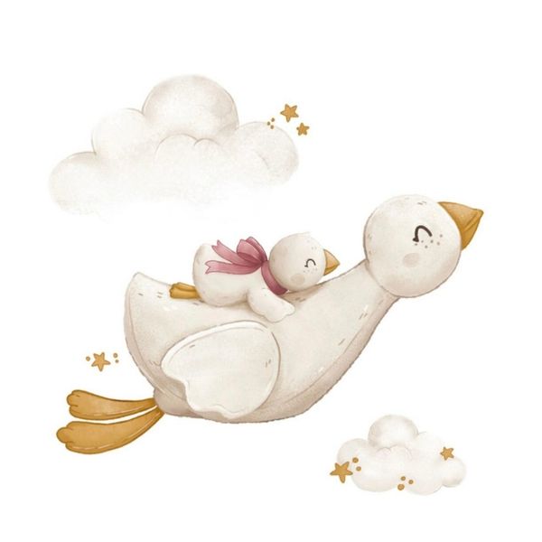 ملحفه تشک مدل کشدار طرح اردک مهربان یک نفره 2تکه