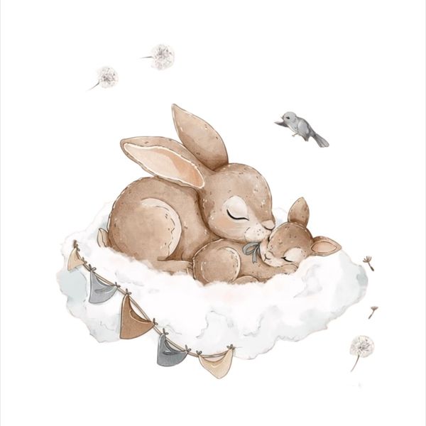 ملحفه تشک مدل کشدار طرح خرگوشی یک نفره 2تکه