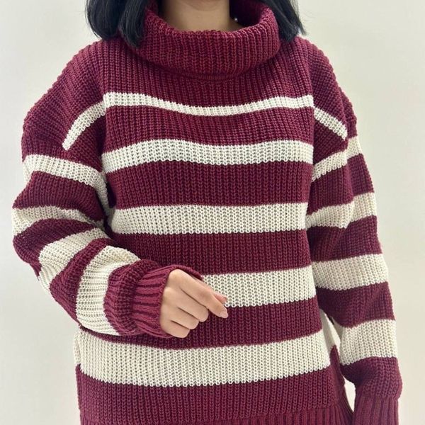 بافت یقه شل راه راه نورا