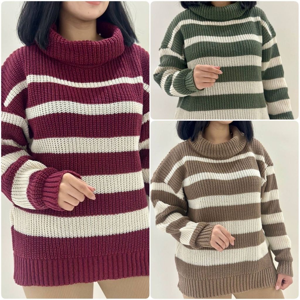 فروش اینترنتی بافت یقه شل راه راه نورا