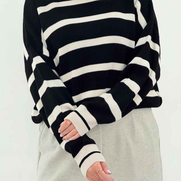 بافت یقه شل راه راه نورا