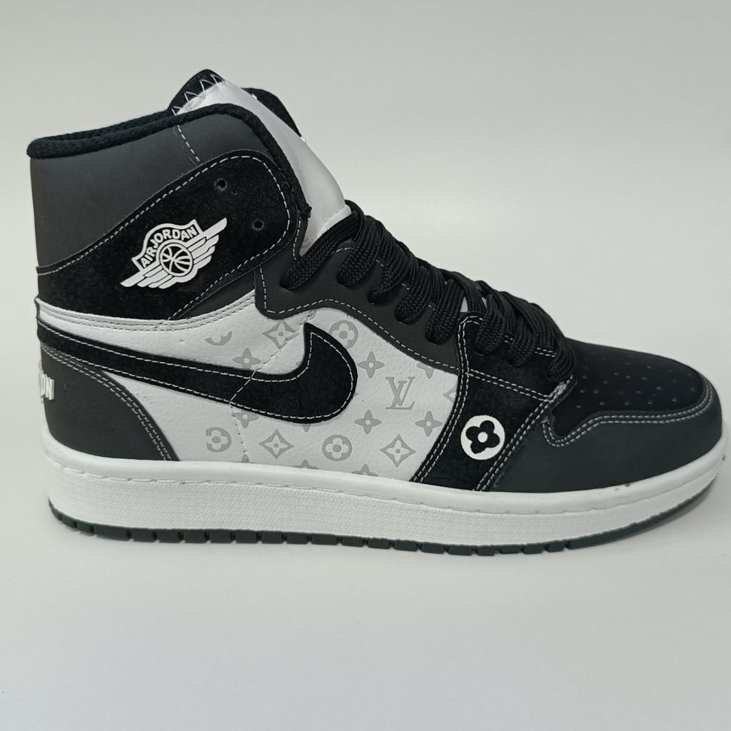 قیمت ارزان کتونی مردانه جردن ال وی ساقدار مشکی سفید کیفیت بالا