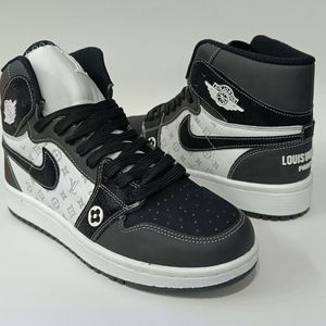 خرید اینترنتی کتونی مردانه جردن ال وی ساقدار مشکی سفید کیفیت بالا