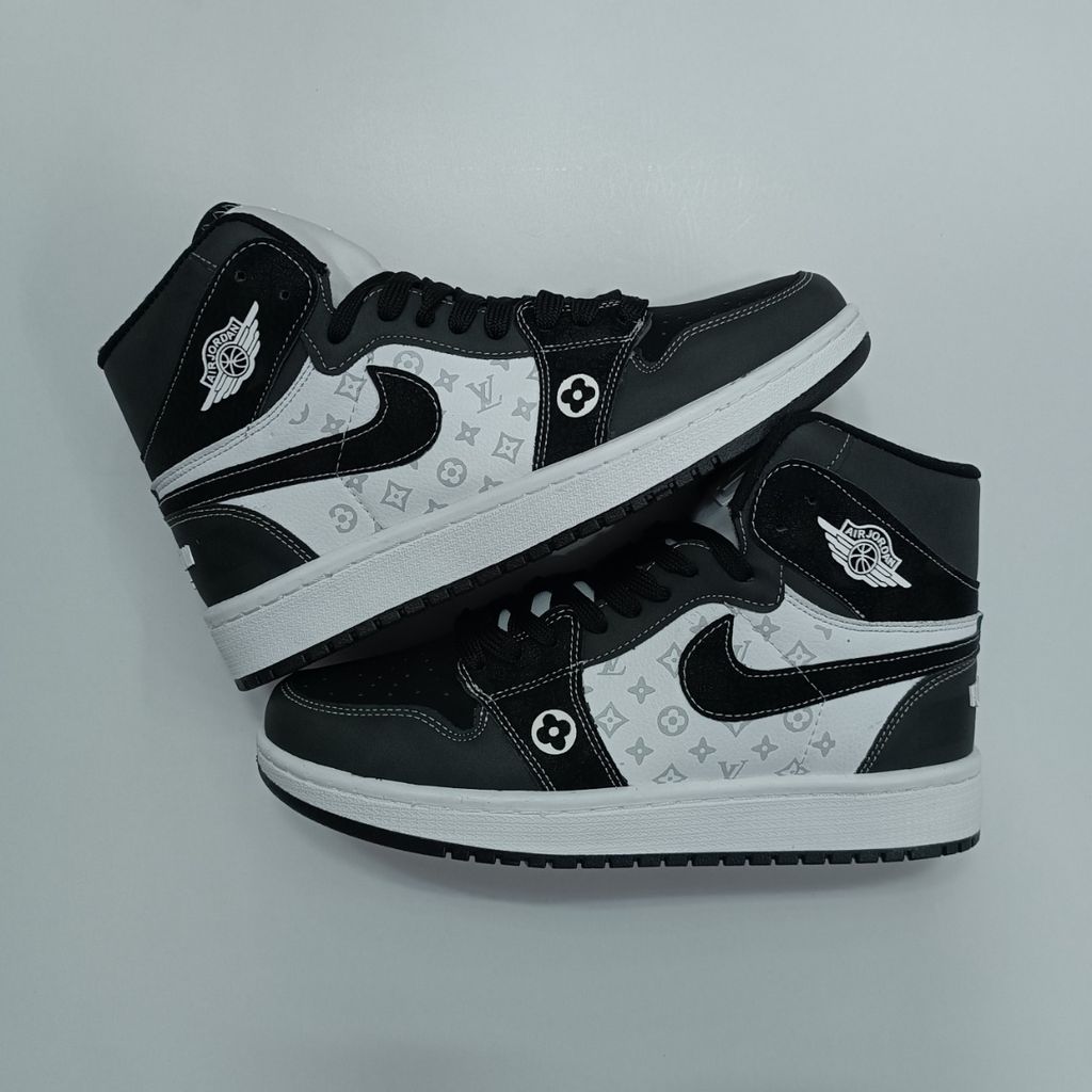 خرید اینترنتی کتونی مردانه جردن ال وی ساقدار مشکی سفید کیفیت بالا