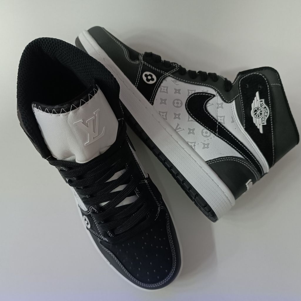 فروش اینترنتی کتونی مردانه جردن ال وی ساقدار مشکی سفید کیفیت بالا