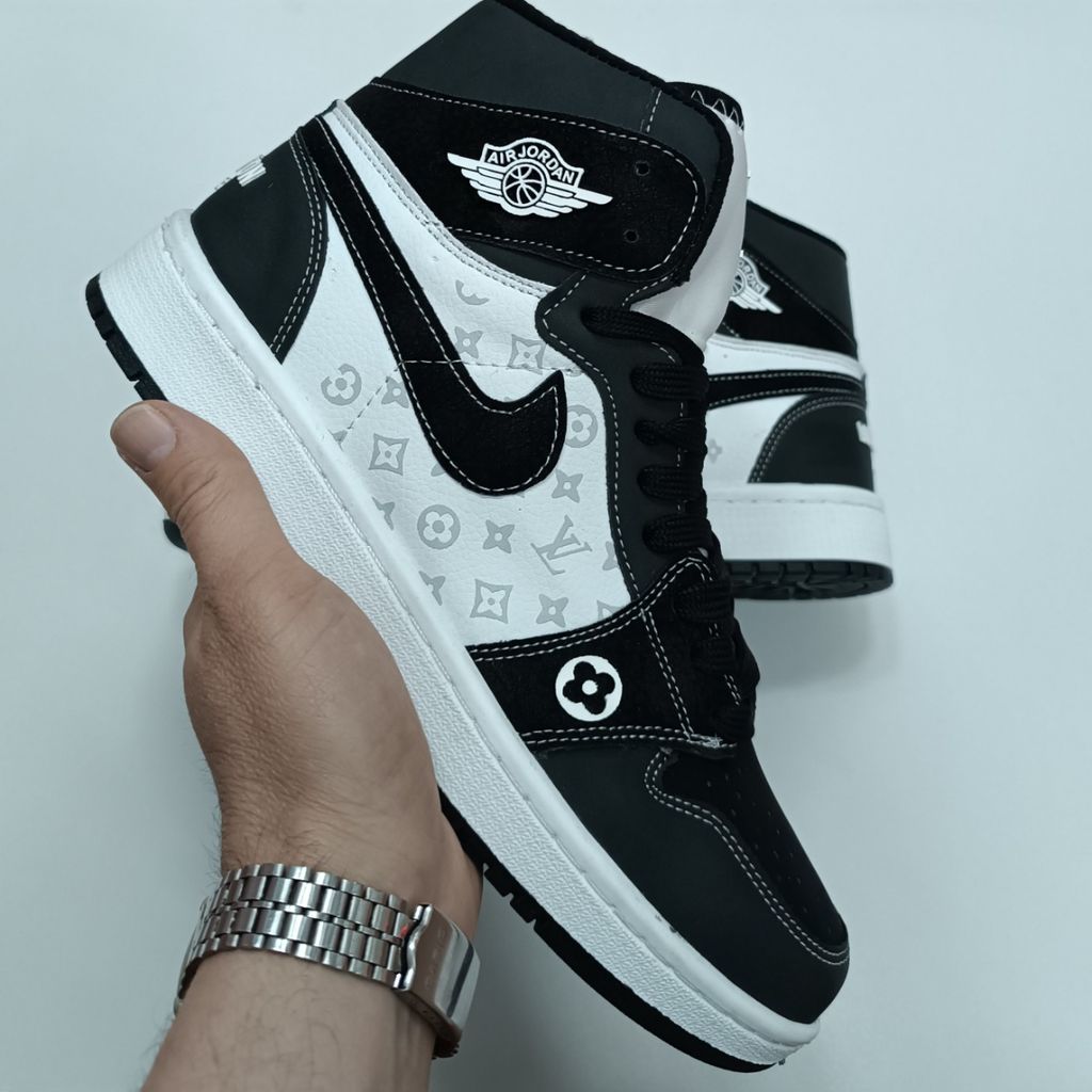 فروش اینترنتی کتونی مردانه جردن ال وی ساقدار مشکی سفید کیفیت بالا