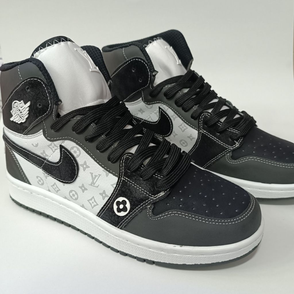 خرید اینترنتی کتونی مردانه جردن ال وی ساقدار مشکی سفید کیفیت بالا