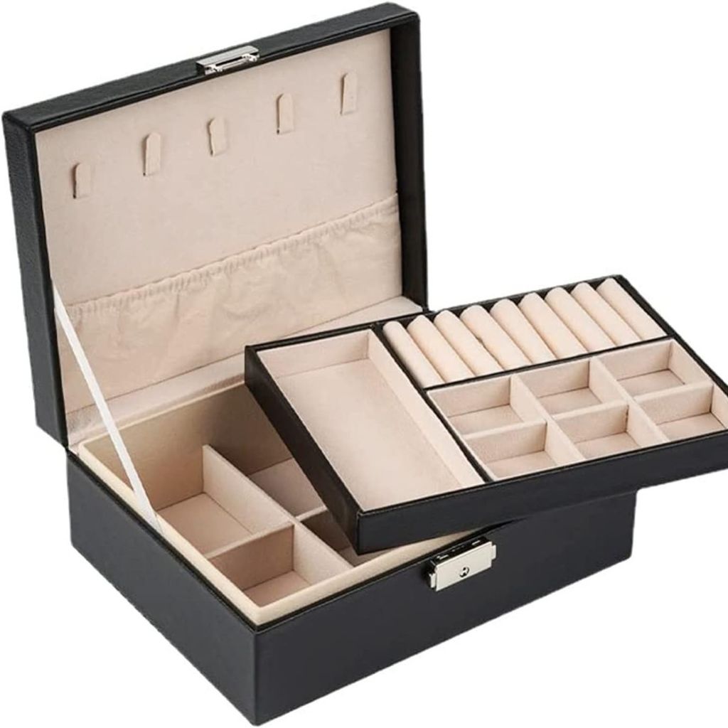 قیمت ارزان جعبه جواهرات لوکس دو طبقه مستطیل