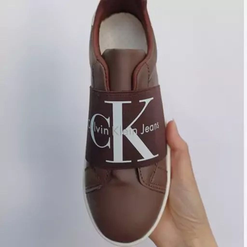 قیمت ارزان کفش کتونی کشی کلوین کلین قهوه ای زنانه/فروش اقساطی