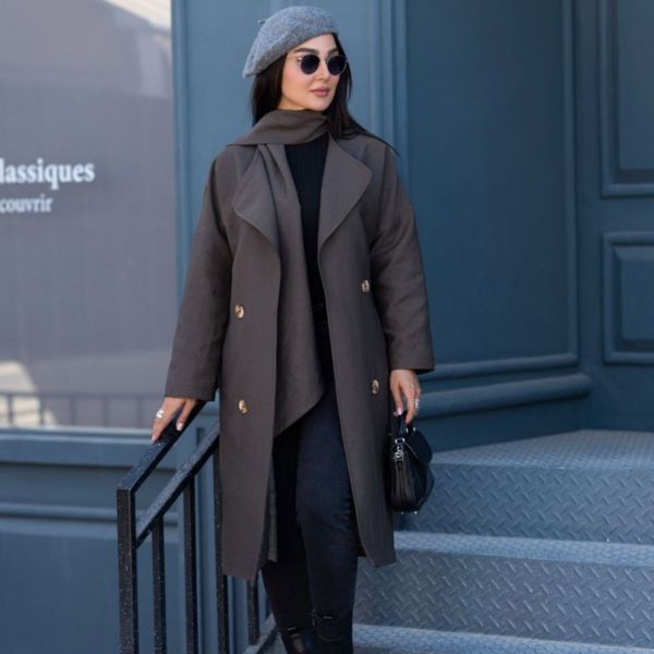 پالتو آوینو شالدار رنگ مشکی