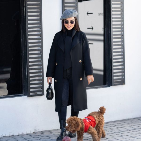 پالتو شالدار آوینو رنگ مشکی