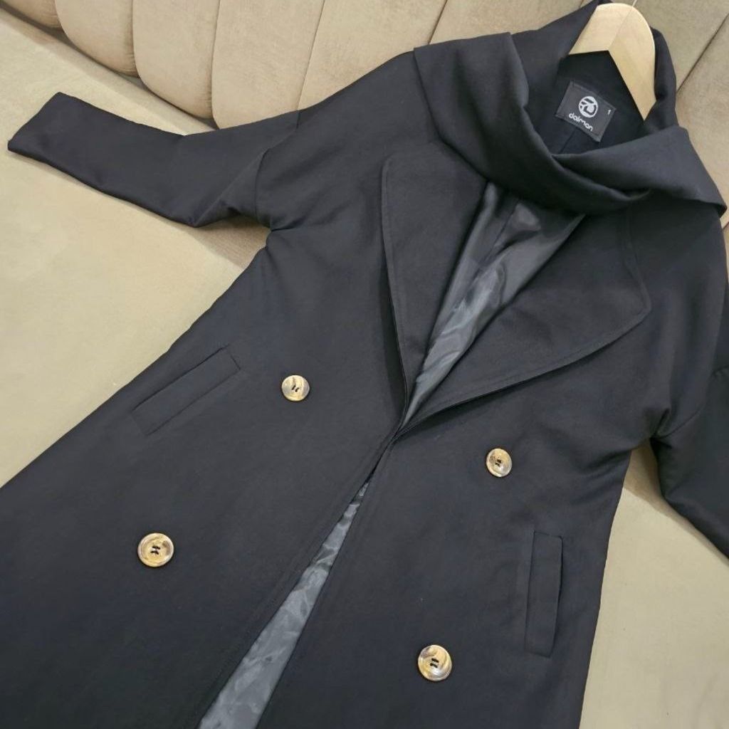 خرید انلاین پالتو شالدار آوینو رنگ مشکی