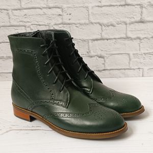 مشخصات نیم بوت زنانه چرم طبیعی مدل پارامیس کلاسیک یشمی