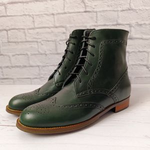 قیمت نیم بوت زنانه چرم طبیعی مدل پارامیس کلاسیک یشمی