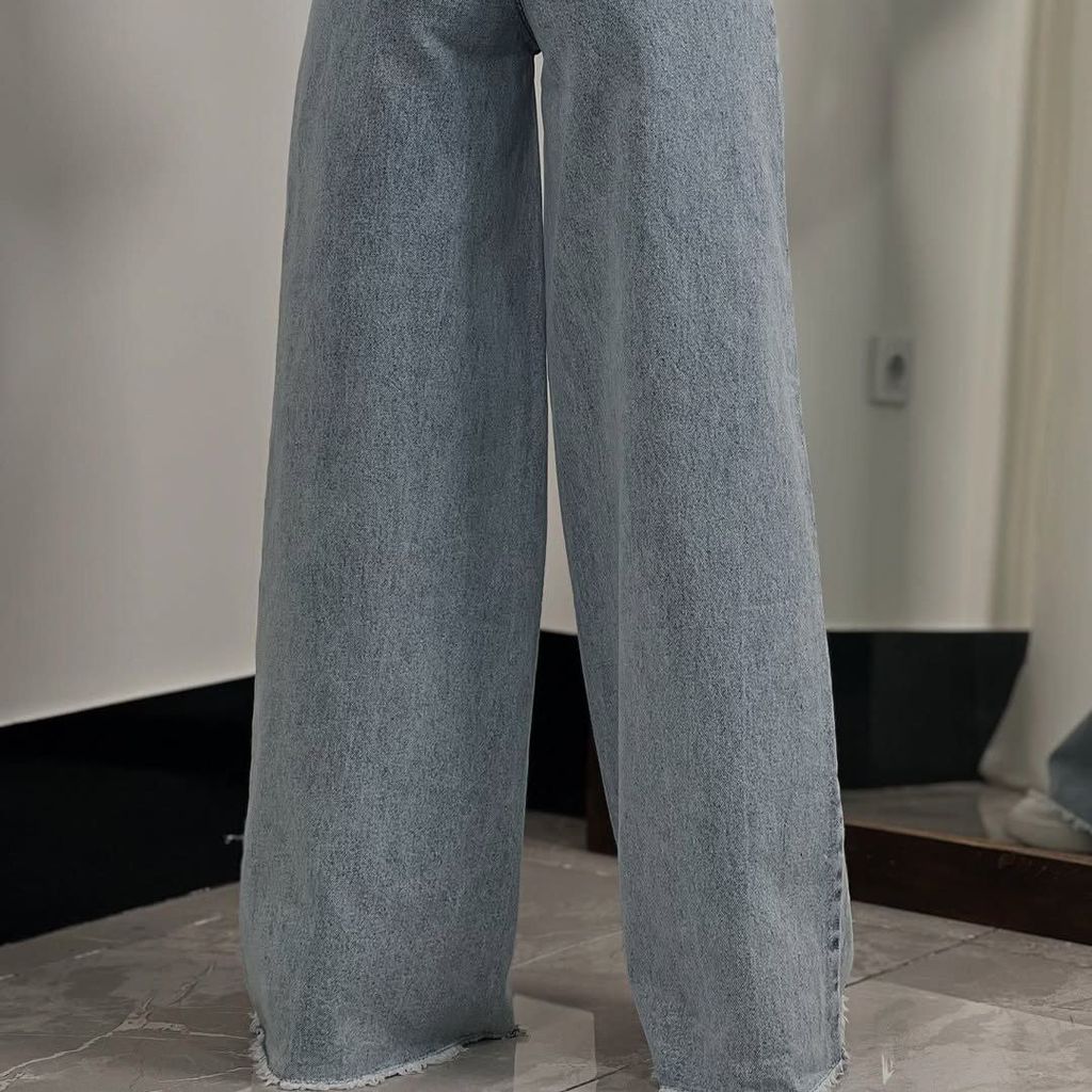 مشخصات شلوار بگ جین  لی کج راه سنگ شور شده