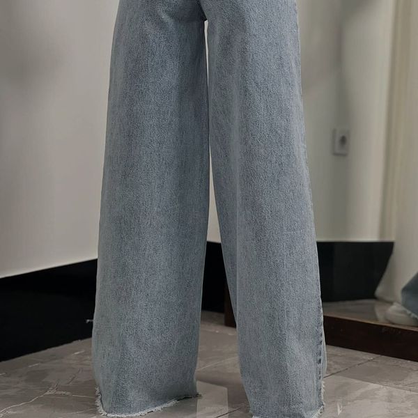 شلوار بگ جین  لی کج راه سنگ شور شده