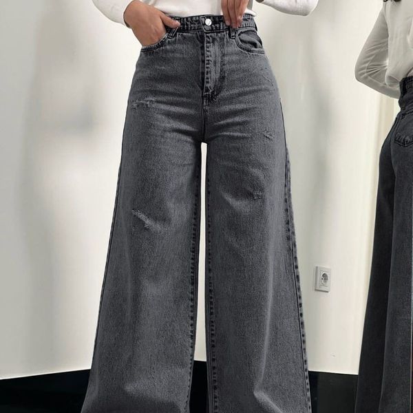 شلوار بگ جین  لی کج راه سنگ شور شده