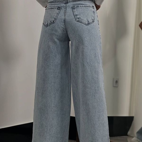 شلوار بگ جین  لی کج راه سنگ شور شده