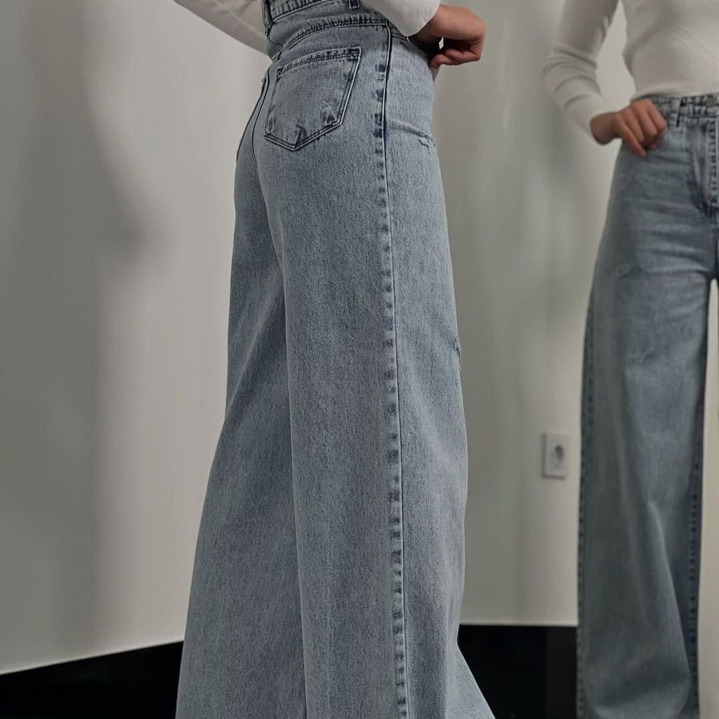 فروش اینترنتی شلوار بگ جین  لی کج راه سنگ شور شده