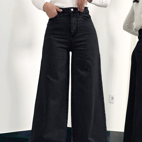 شلوار بگ جین  لی کج راه سنگ شور شده