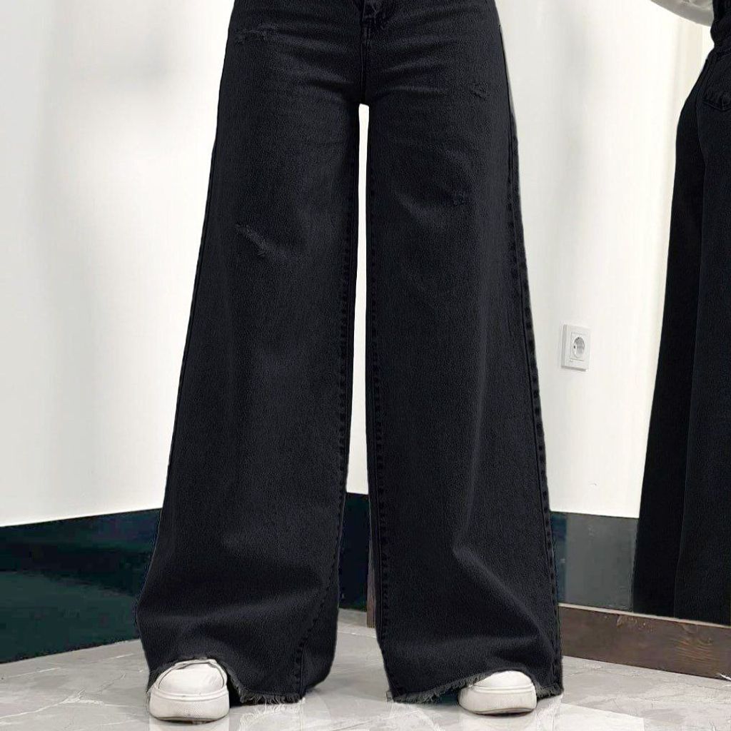 مشخصات شلوار بگ جین  لی کج راه سنگ شور شده