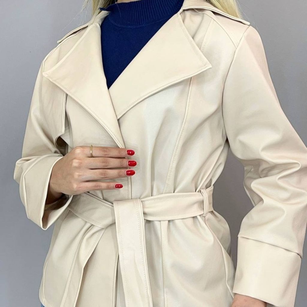 قیمت کت چرم یقه انگلیسی کمربنددار