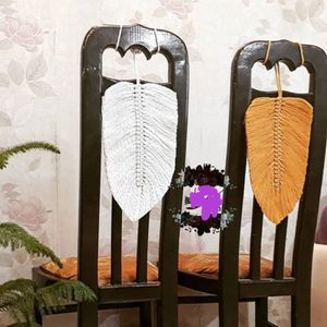 خرید آنلاین دیزاینر صندلی مکرومه بافی طرح برگ طول 45 سانتی متر رنگ دلخواه