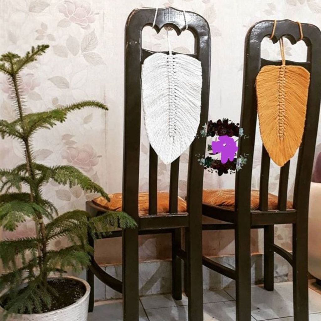 قیمت دیزاینر صندلی مکرومه بافی طرح برگ طول 45 سانتی متر رنگ دلخواه