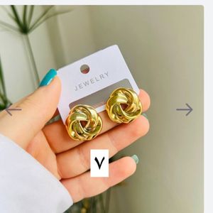 گوشواره نیکلی طرح نقره ای و طلایی