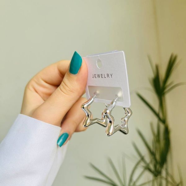 گوشواره نیکلی طرح نقره ای و طلایی