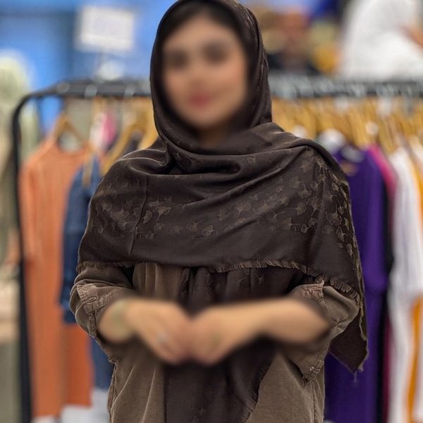 روسری ژاکارد نخی مجلسی قهوه ای سوخته قواره 140 سانتی