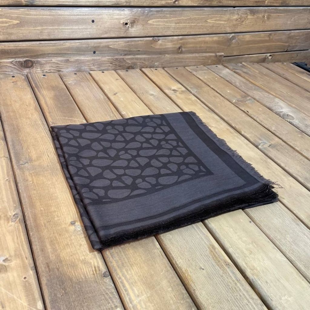 خرید انلاین روسری ژاکارد نخی مجلسی قهوه ای سوخته قواره 140 سانتی