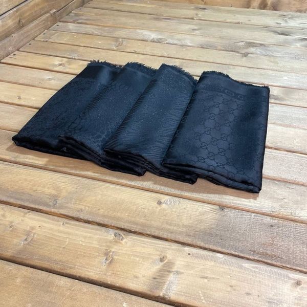 روسری لمه ژاکارد مجلسی رنگ مشکی قواره بزرگ 140 سانتی