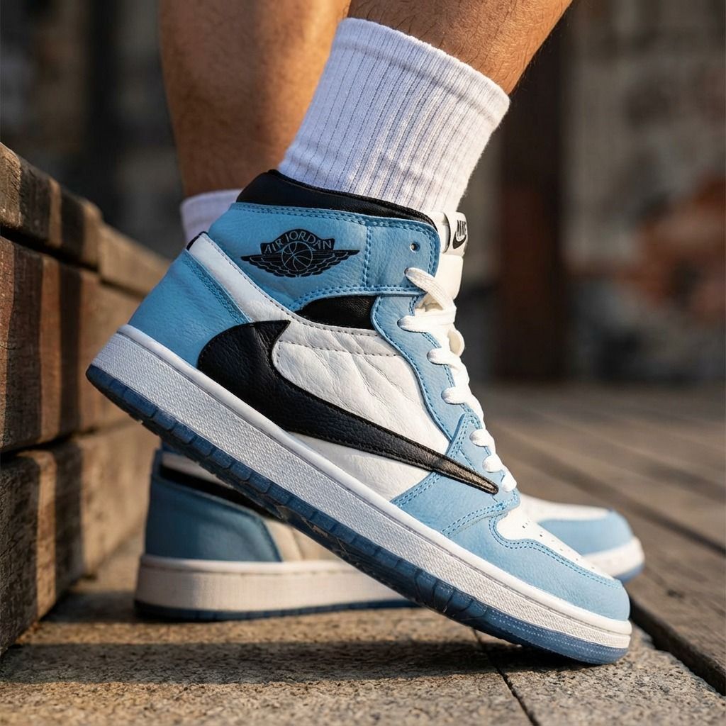 فروش اینترنتی کتونی نیم ساق نایک ترویس آبی Nike Travis