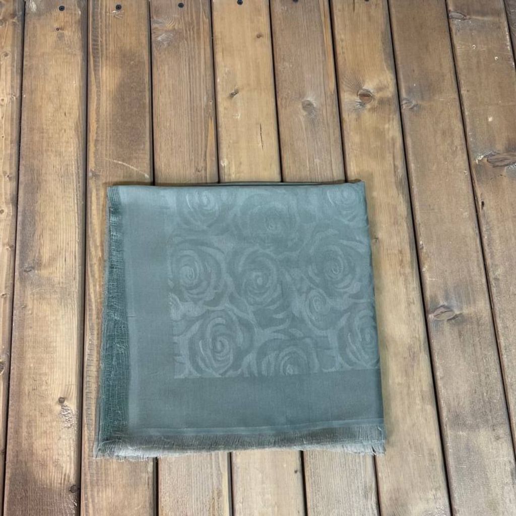 قیمت ارزان روسری زنانه ژاکارد مجلسی رنگ زیتونی قواره 140 سانت